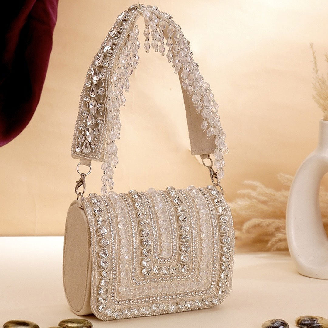 Diana Rhinestone Flap Clutch