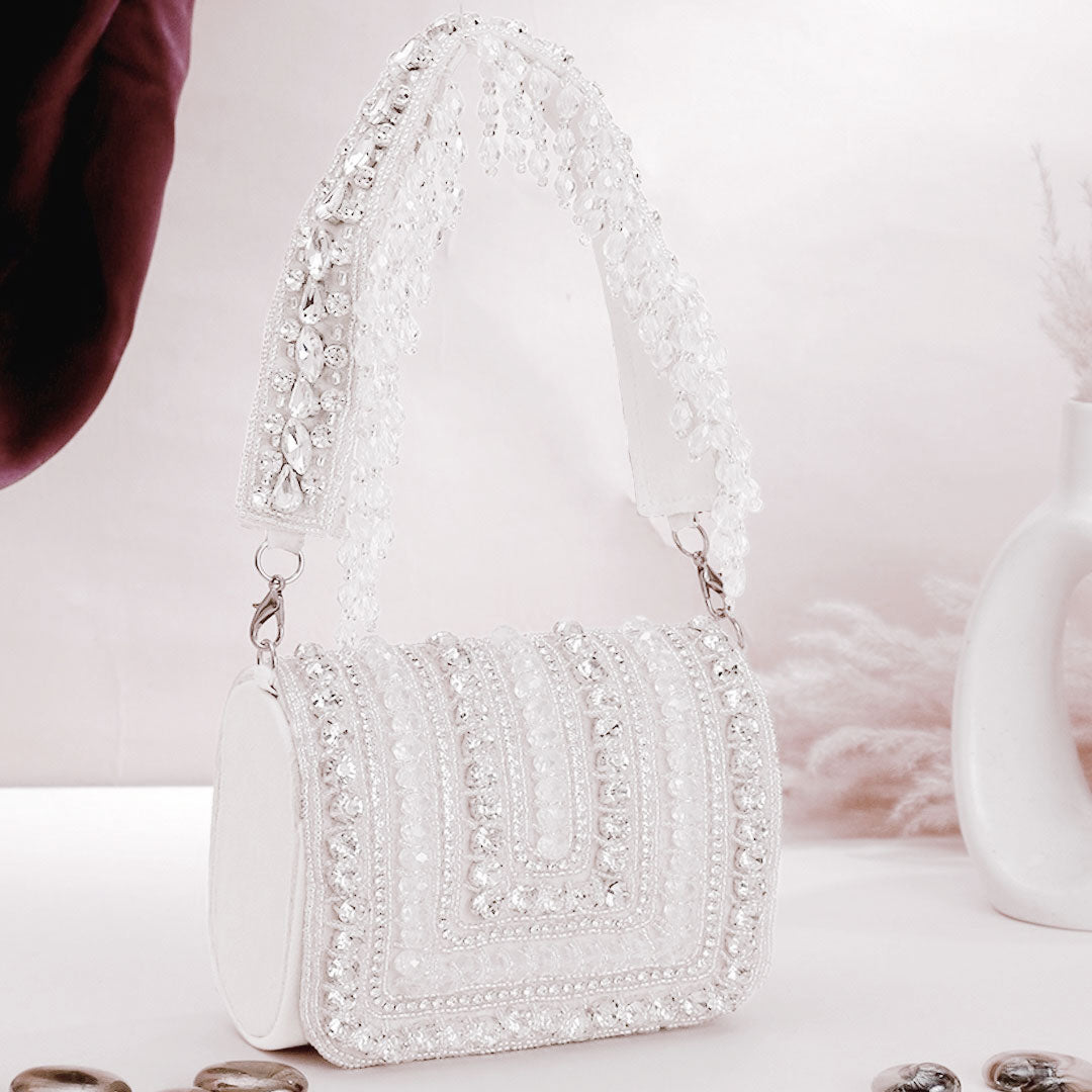 Diana Rhinestone Flap Clutch