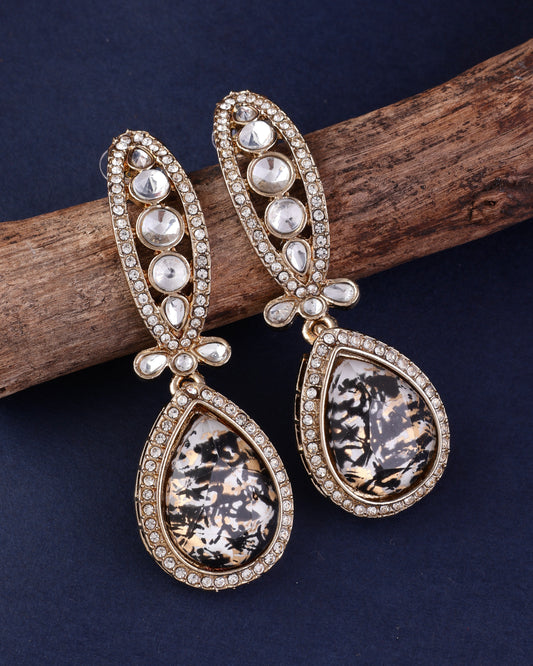 Black Gold Neysa Premium Polki Dupe Desinger Earring