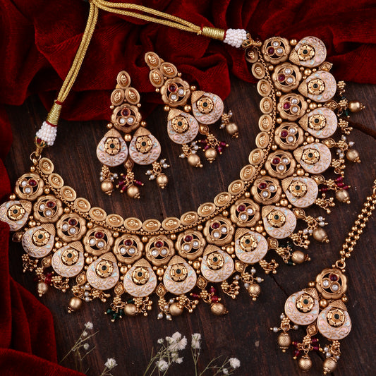 Sumithra Rajwada Necklace Set with Earring and Teeka