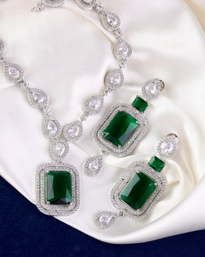 Emerald Abeni American Diamond Necklace Set