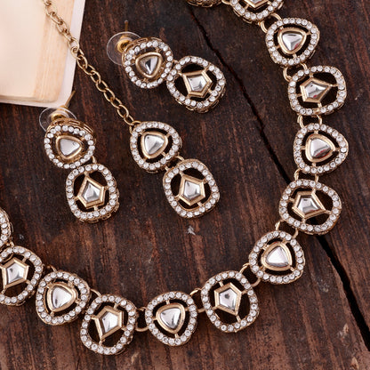 Ramya Polki Dupe Necklace with Earring and Teeka