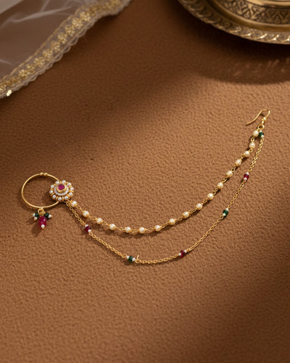 Divya Nath with double chain non pierced nose ring