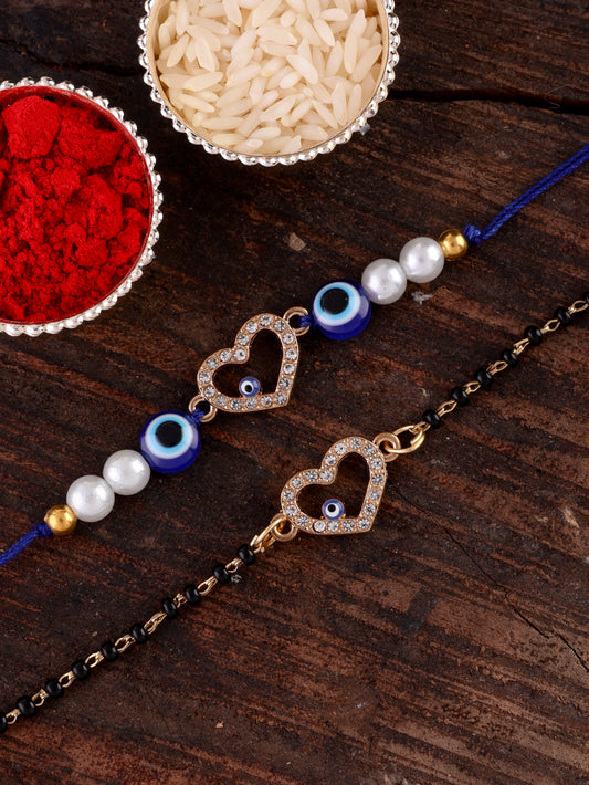 Raudrik Bhaiya Bhabhi Rakhi Mangalsutra with Tilak Set and Card