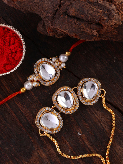Lakshita Bhaiya Bhabhi Rakhi Bracelet Set | Tilak Set Included
