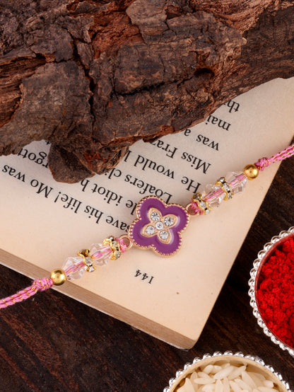 Lilac Laksharv Rakhi for Brother | Tilak Set Included