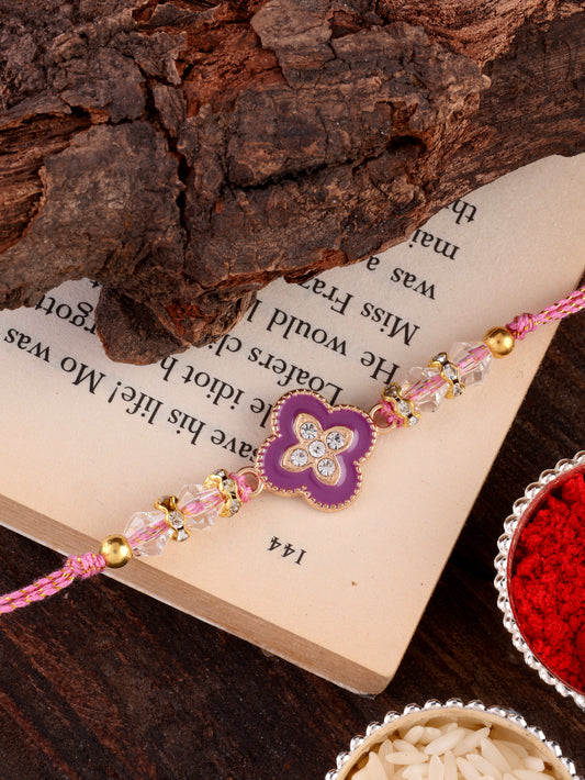 Lilac Laksharv Rakhi with Tilak Set and Card