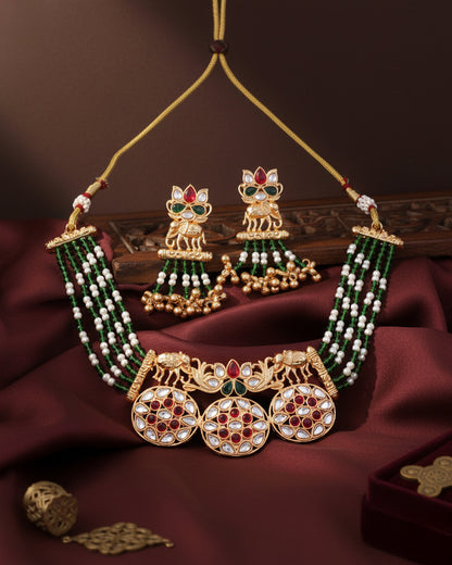 Vineeth Rajwada Necklace Set with Earring
