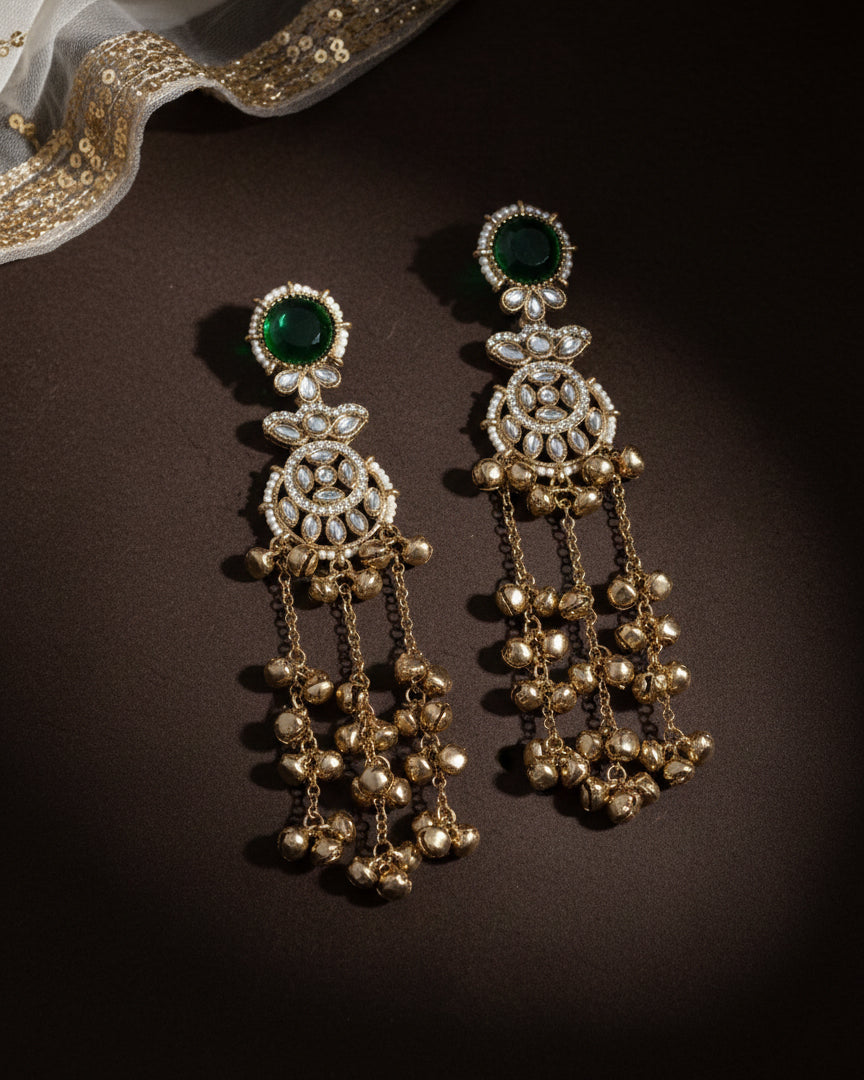 Green Isharv Kashmiri Look Ghunghru Earring