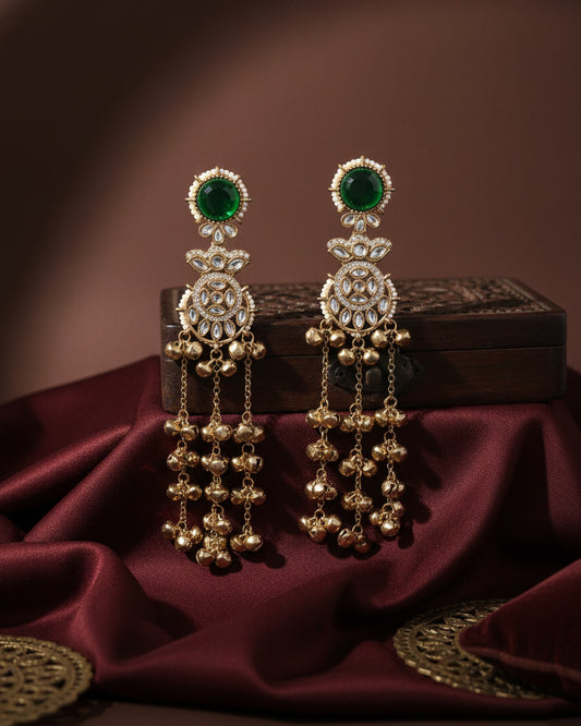 Green Isharv Kashmiri Look Ghunghru Earring