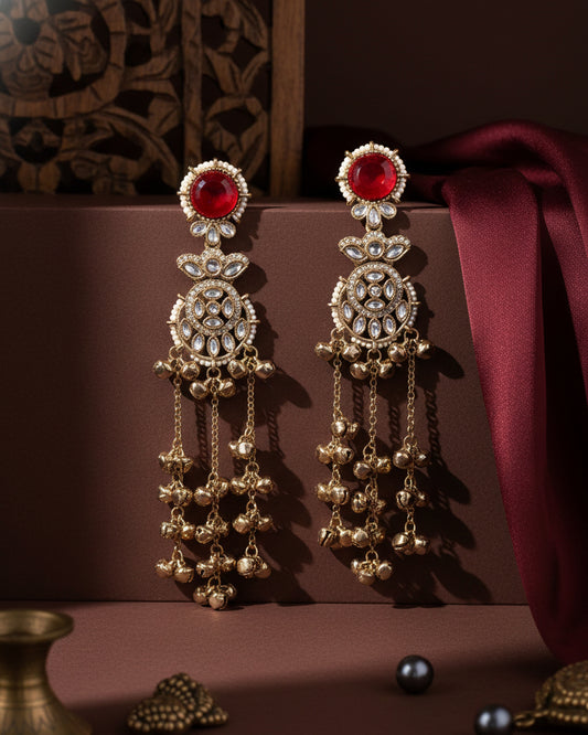 Red Isharv Kashmiri Look Ghunghru Earring