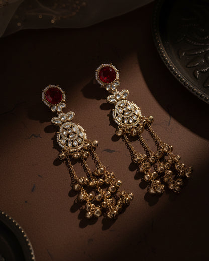 Red Isharv Kashmiri Look Ghunghru Earring