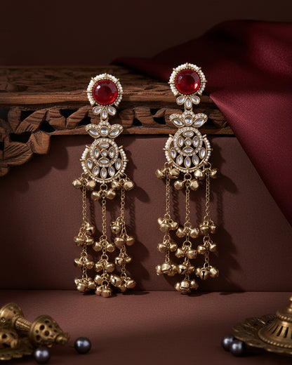 Red Isharv Kashmiri Look Ghunghru Earring