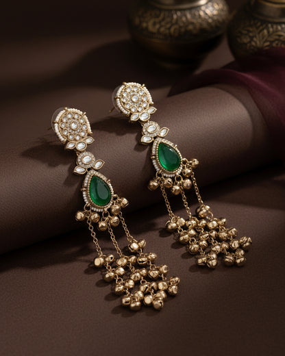 Green Nakul Kashmiri Look Ghunghru Earring