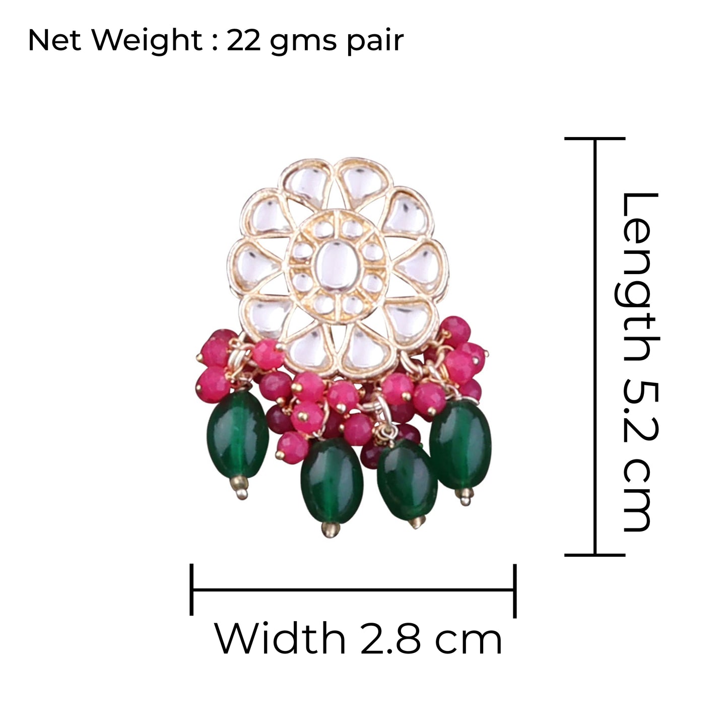 Pink Green Yuvraj Choker Necklace Set with Earring and Teeka