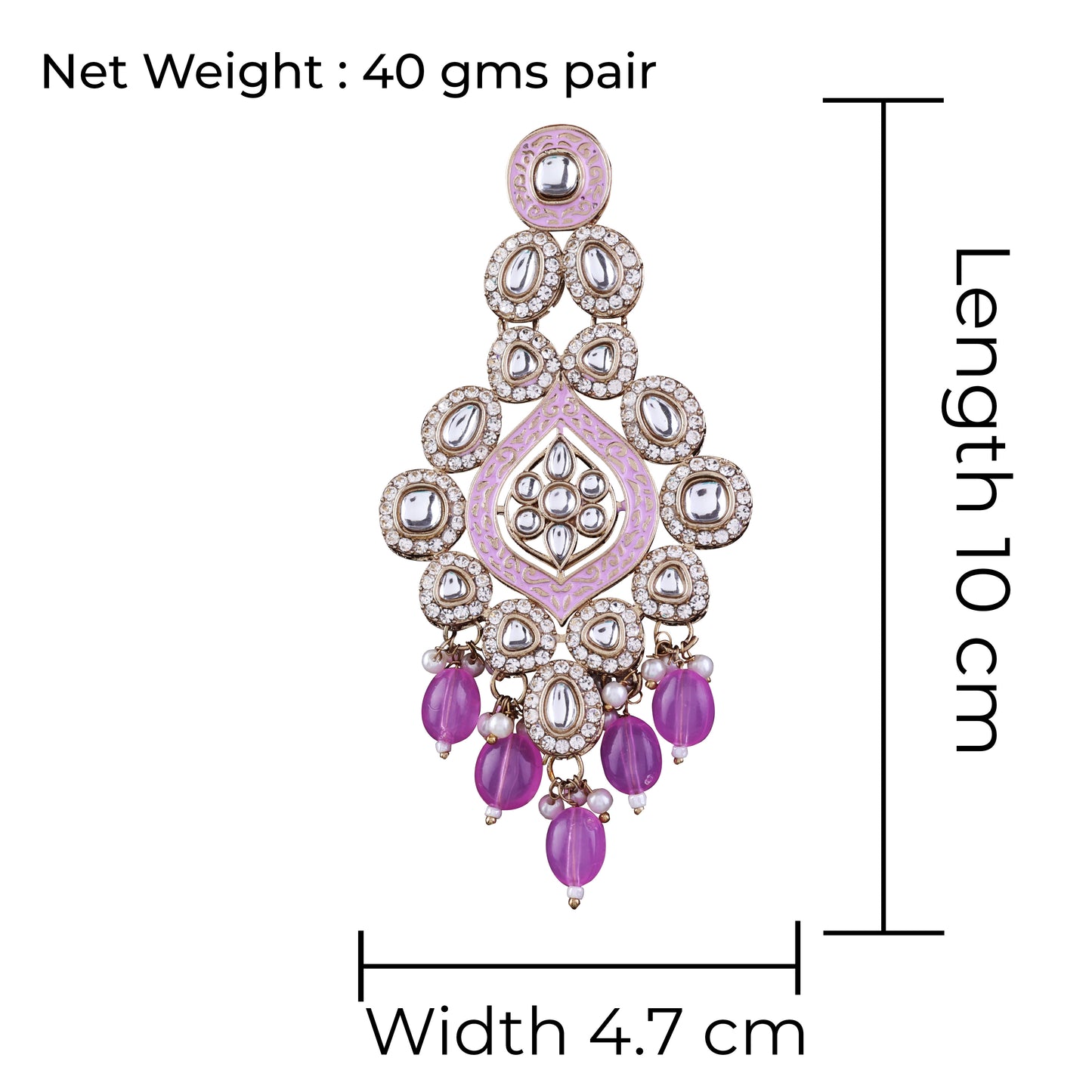 Lilac Pashmeena Designer Kundan Meena Earring