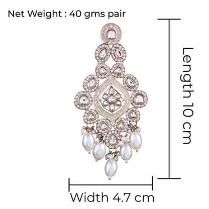 Pearl Pashmeena Designer Kundan Meena Earring