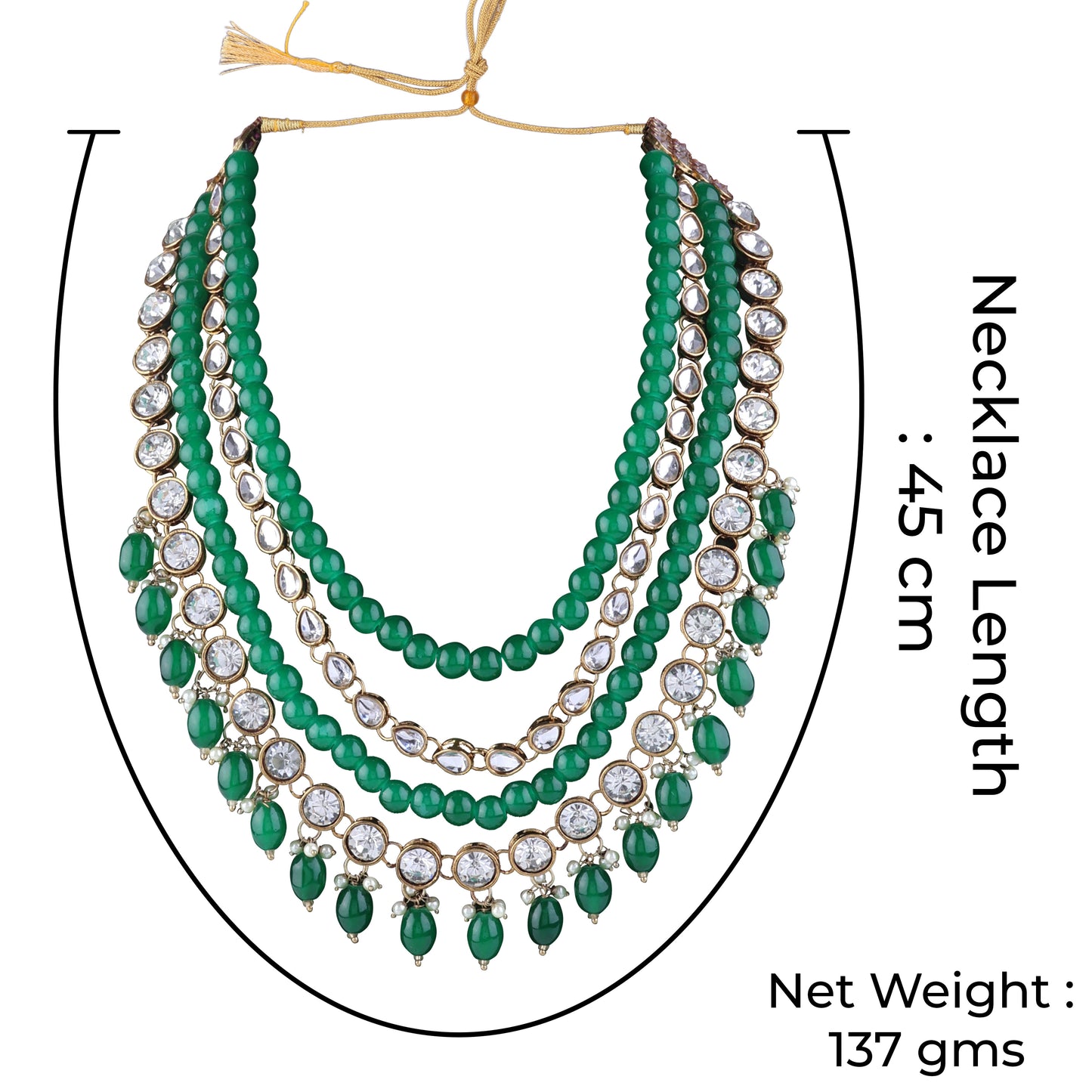 Green Tanya Kundan Beaded Necklace Set with Earring