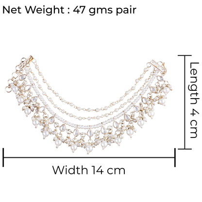 Parul Bahubali Kundan Kaan Chain Pair