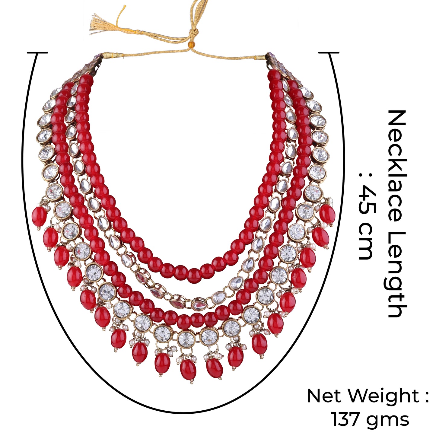 Ruby Tanya Kundan Beaded Necklace Set with Earring