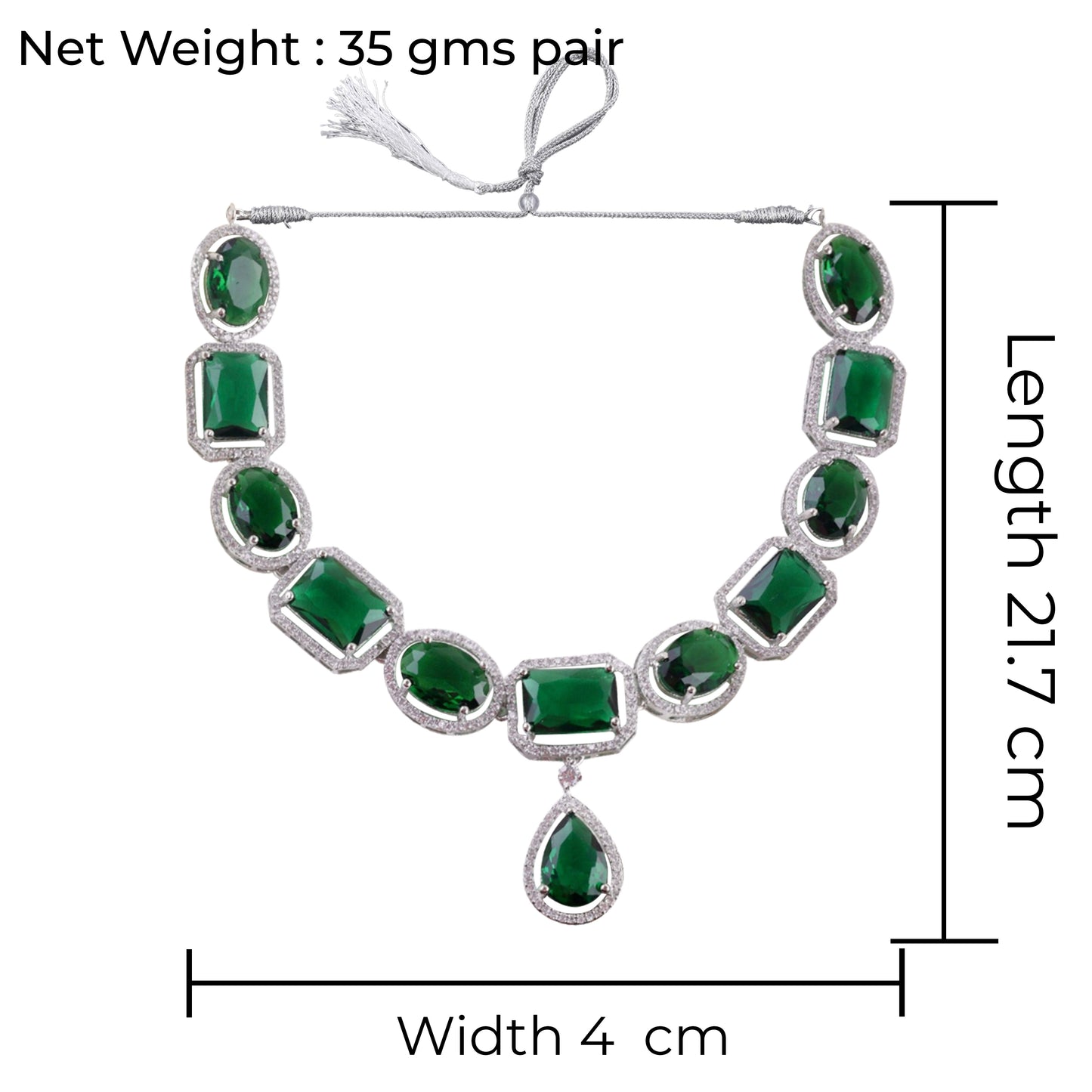 Emerald Willow American Diamond Necklace Set