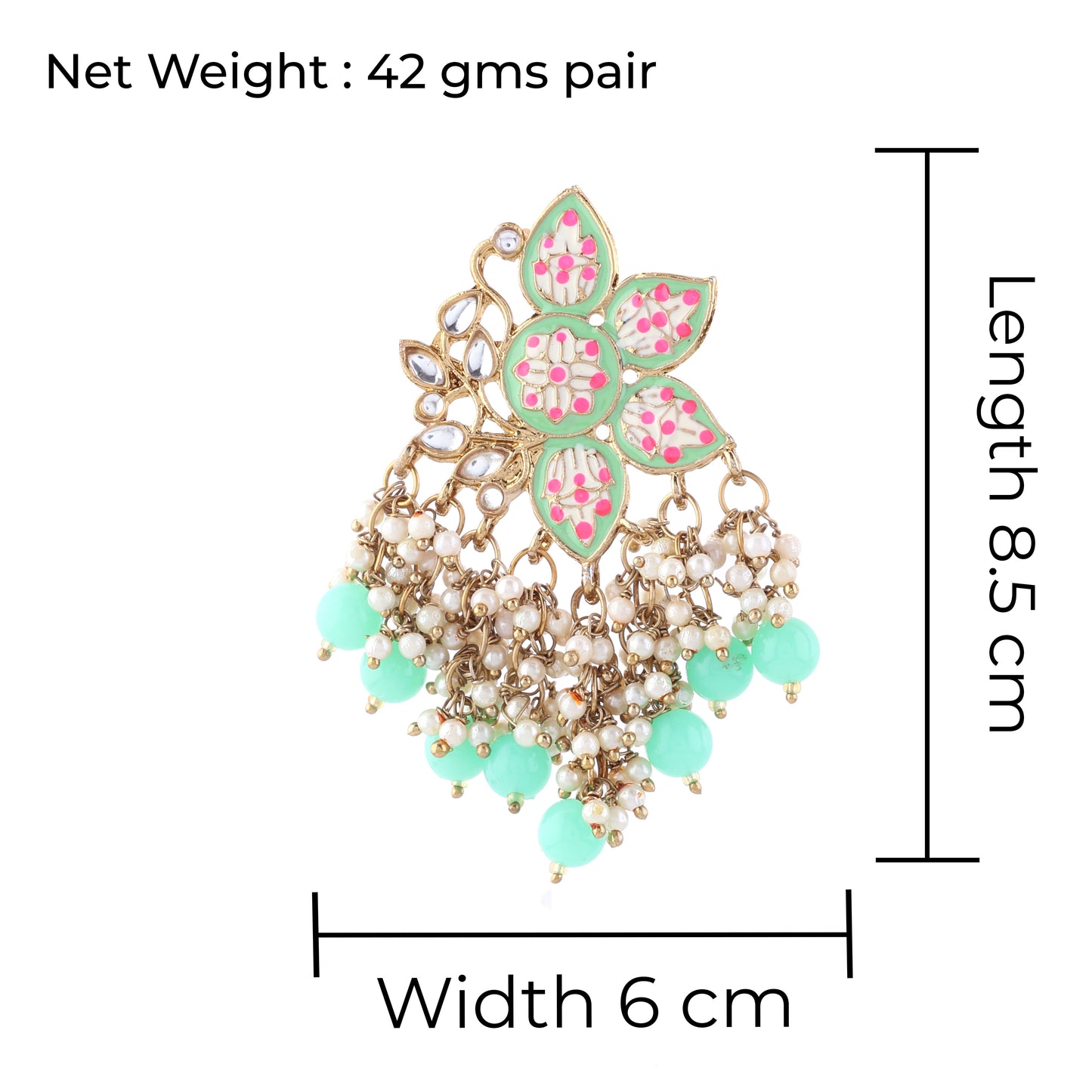 Mint Green Kavish Lotus Meenakari Earring