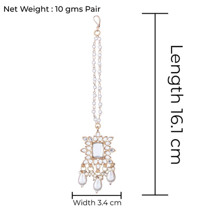 Kaur Mirror Bahubali Jhumka with Statement Kaan Chain and Teeka