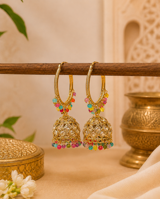 Multi Mishri Jhumke Earrings