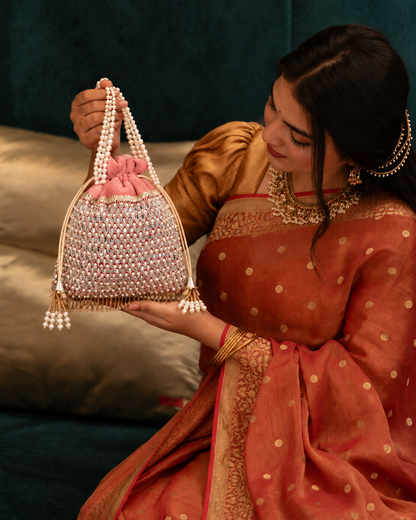 Blush Aarshita Ethnic Mirror Pearl Batua Bag