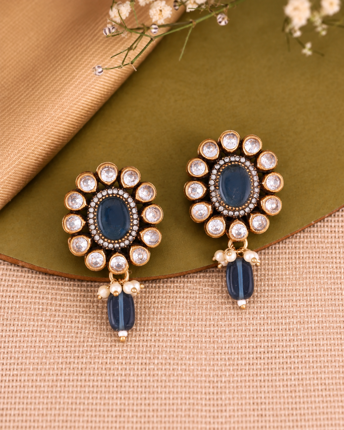 Blue Alizeh Monalisa Antique Designer Stud Earring
