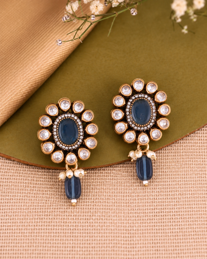 Blue Alizeh Monalisa Antique Designer Stud Earring