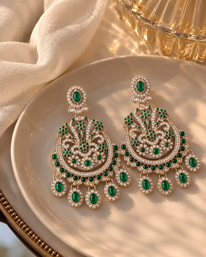 Green Niranjana Premium Designer Zircone Earring