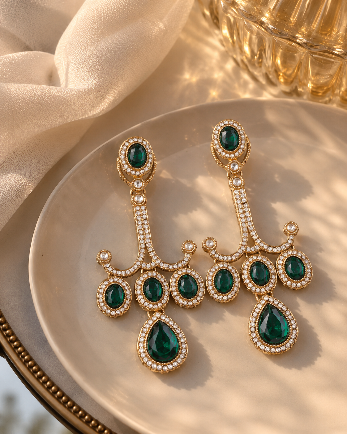 Green Garima Premium Designer Zircone Earring