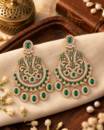 Green Niranjana Premium Designer Zircone Earring