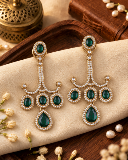 Green Garima Premium Designer Zircone Earring