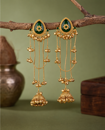Green Haya Premium Kashmiri Brass Lookalike Earring