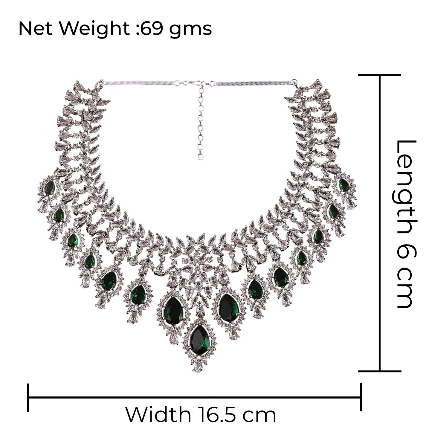 Emerald Vineeta American Diamond Necklace Set