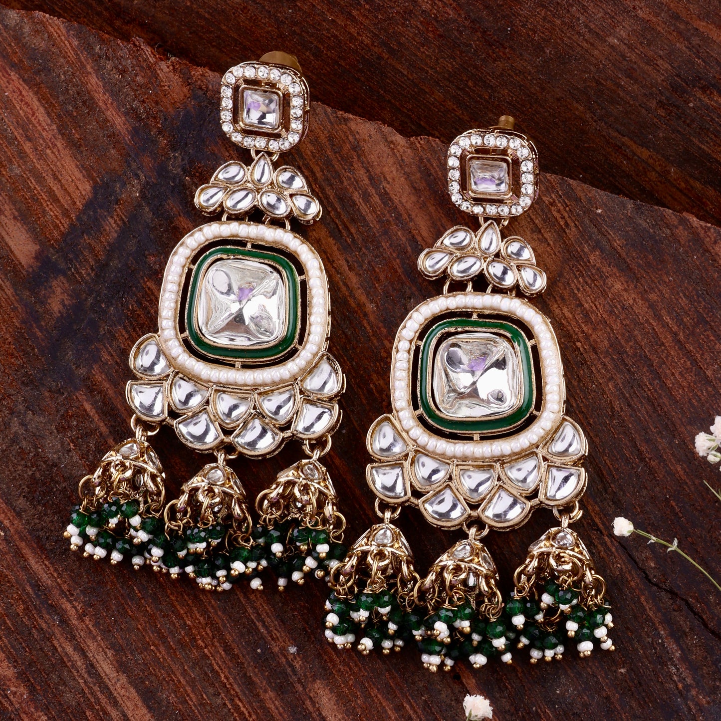 Green Anay Designer Earring with Jhumki Detailing