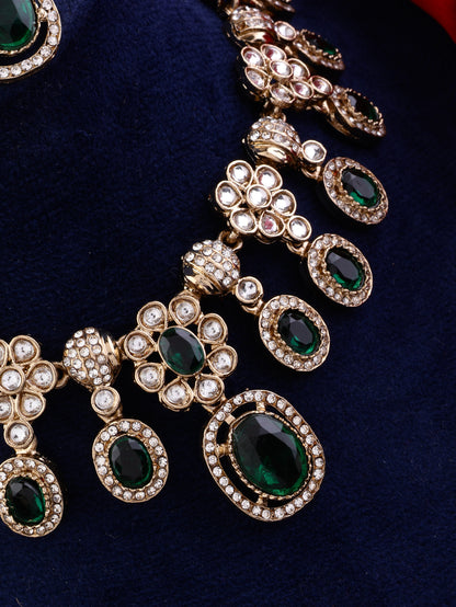 Emerald Baani Indo Western Necklace With Earrings