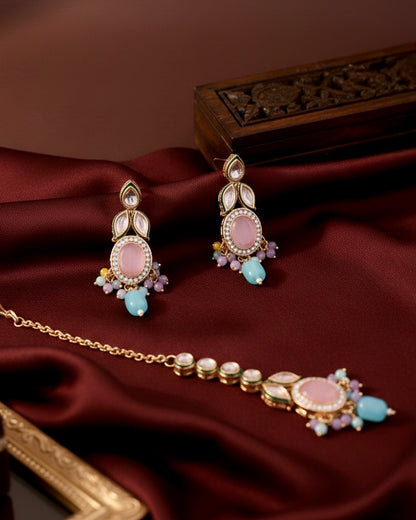 Pastel Multi Vridha Premium Monalisa Necklace Set