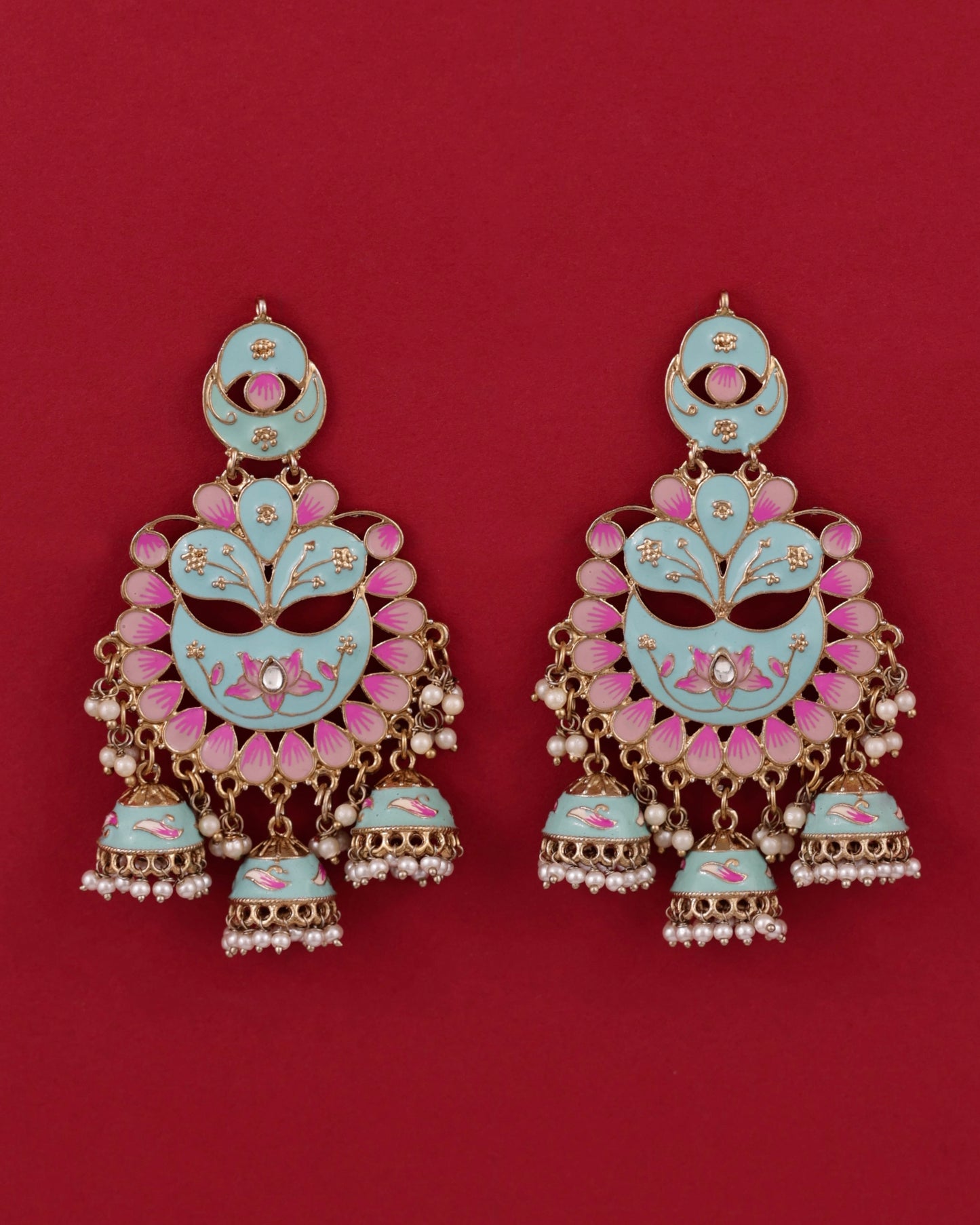 Turquoise Charvi Meenakari Jhumka