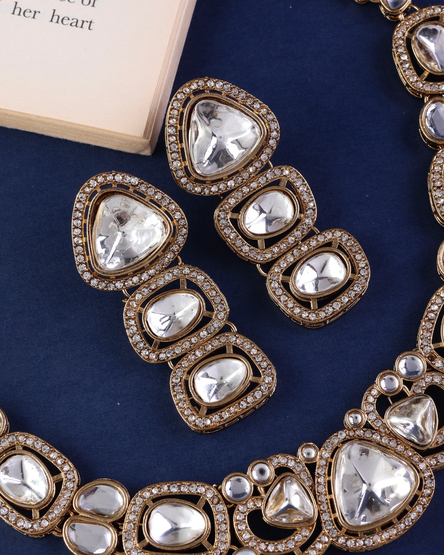 Varnika Premium Polki Dupe Necklace with Earring and Teeka