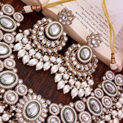 Pearl Gurkeerat Necklace Earring with Teeka and Side Jhumar/Passa