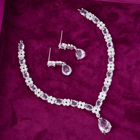 Silver Eliana AD Necklace Set