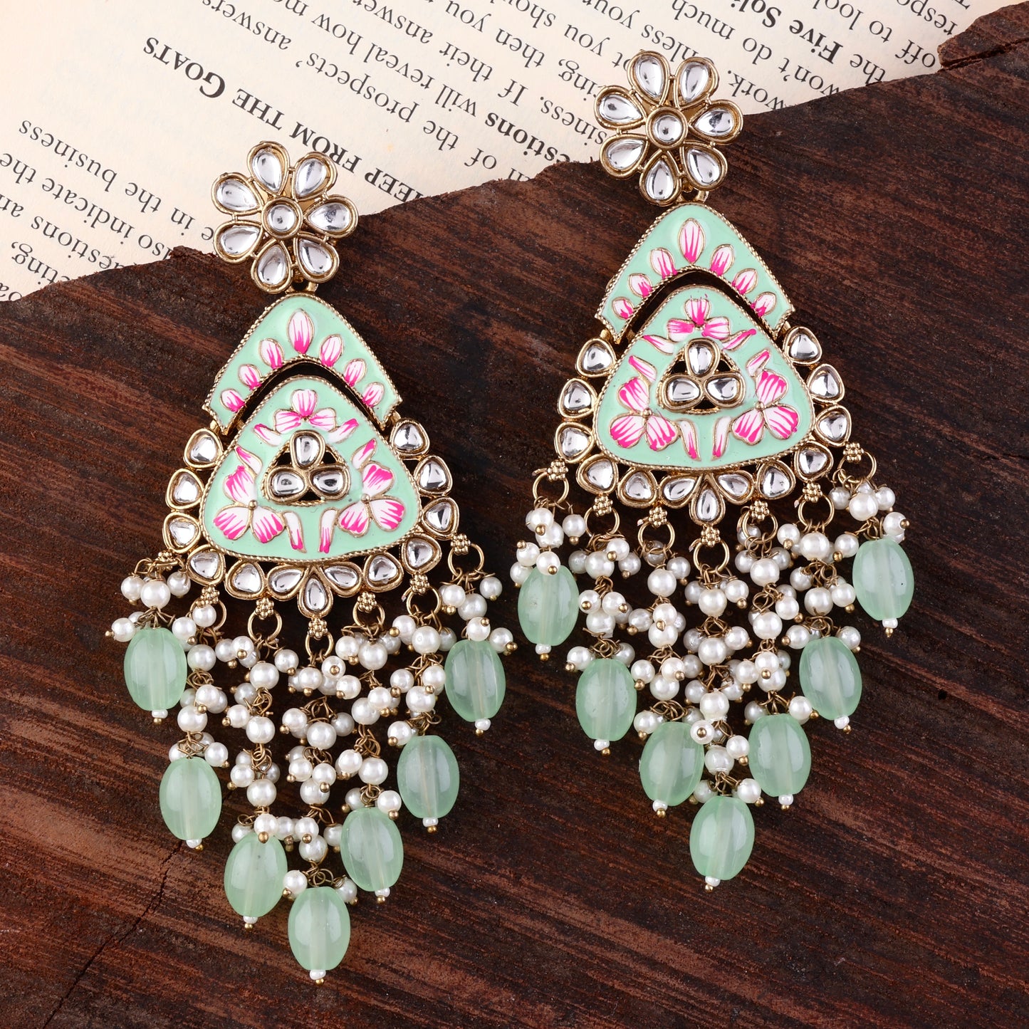 Mint Vaidehi Meenkari Kundan Earring