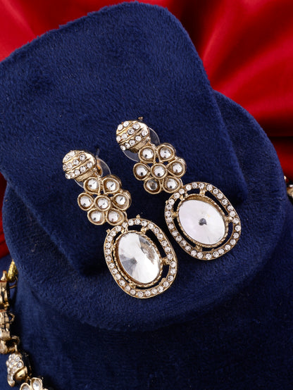 Gold Baani Indo Western Necklace With Earrings