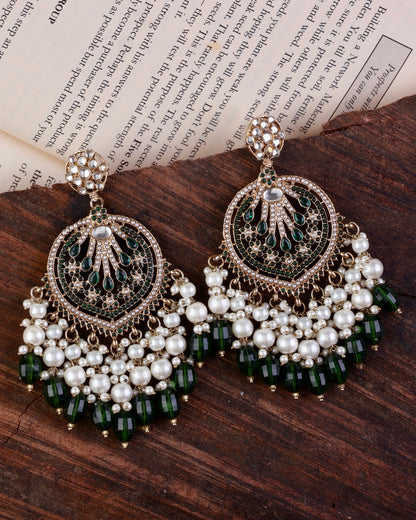Emerald Green Ishmeet Designer Jadau Pakistani Chandbali
