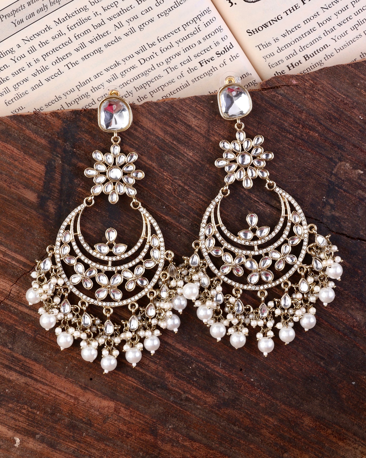 Mrunali Premium Chandbali with Pearl and Zircone Detailing