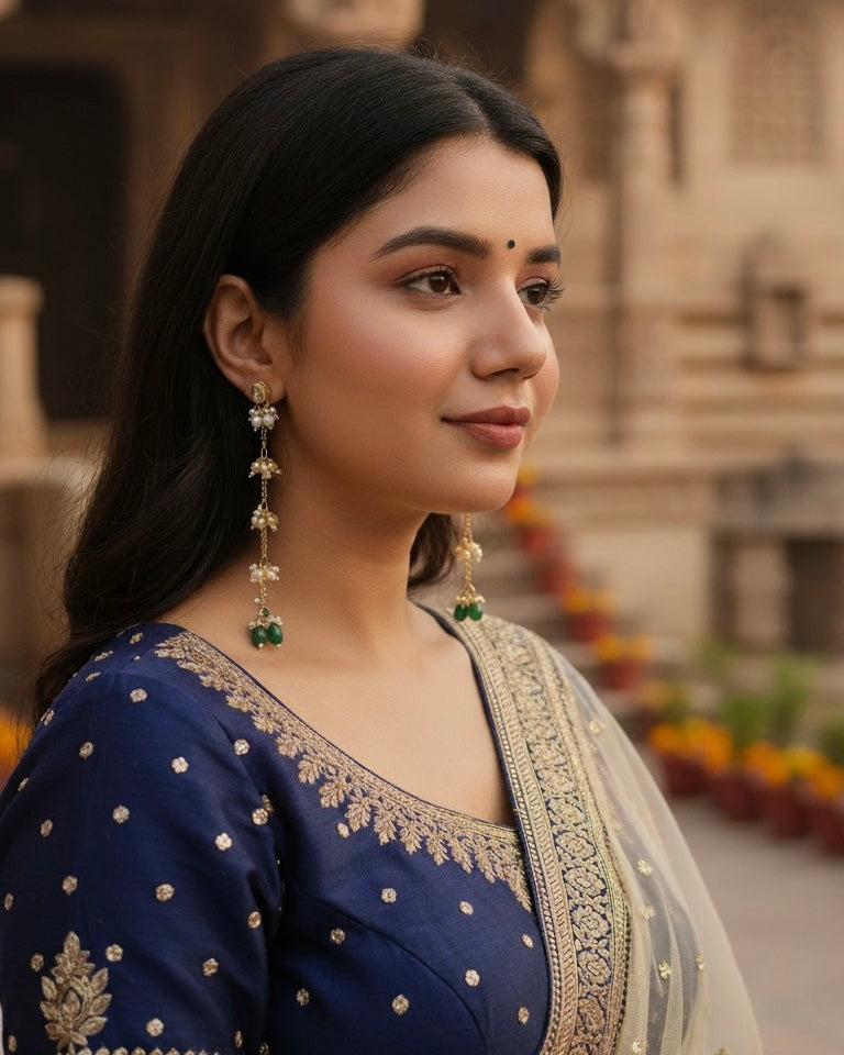 Green Aariz Kashmiri Look Earring