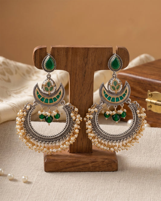 Emerald Ikroor Kundan Chandbali Earring